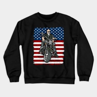 USA Biker American Flag Motorcycle Crewneck Sweatshirt